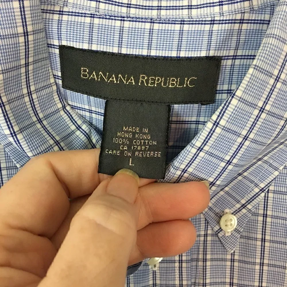 Banana Republic blue/white button down shirt L